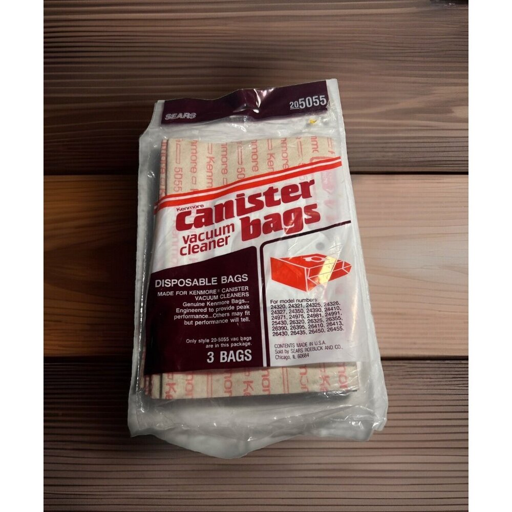 3 Pack Sears Kenmore Canister Vacuum Cleaner Bags Disposable 20-5055 New/Sealed